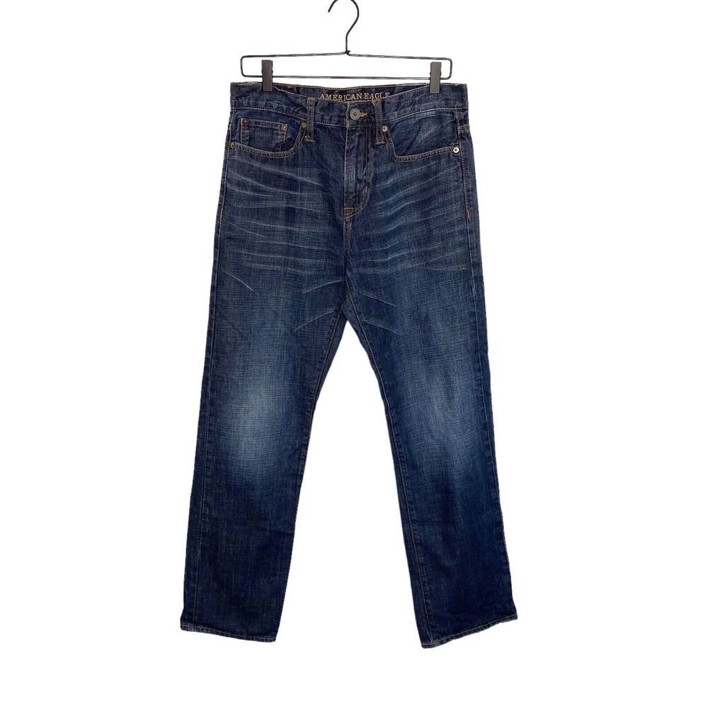 American Eagle Jeans Mens 30 x 32 Relaxed Straight Fit Medium Wash Denim Pants‎
